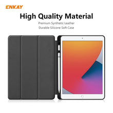 For iPad 10.2 2021 / 2020 / 2019 ENKAY ENK-8016 PU Leather + TPU Smart Case with Pen Slot(Dark Blue)