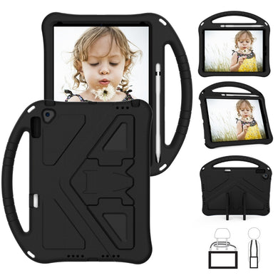 For iPad 10.2 2021 / 2020 / 2019 EVA Flat Anti Falling Protective Case Shell with Holder(Black)