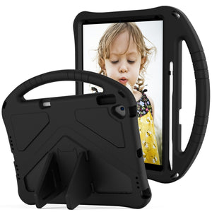 For iPad 10.2 2021 / 2020 / 2019 EVA Flat Anti Falling Protective Case Shell with Holder(Black)