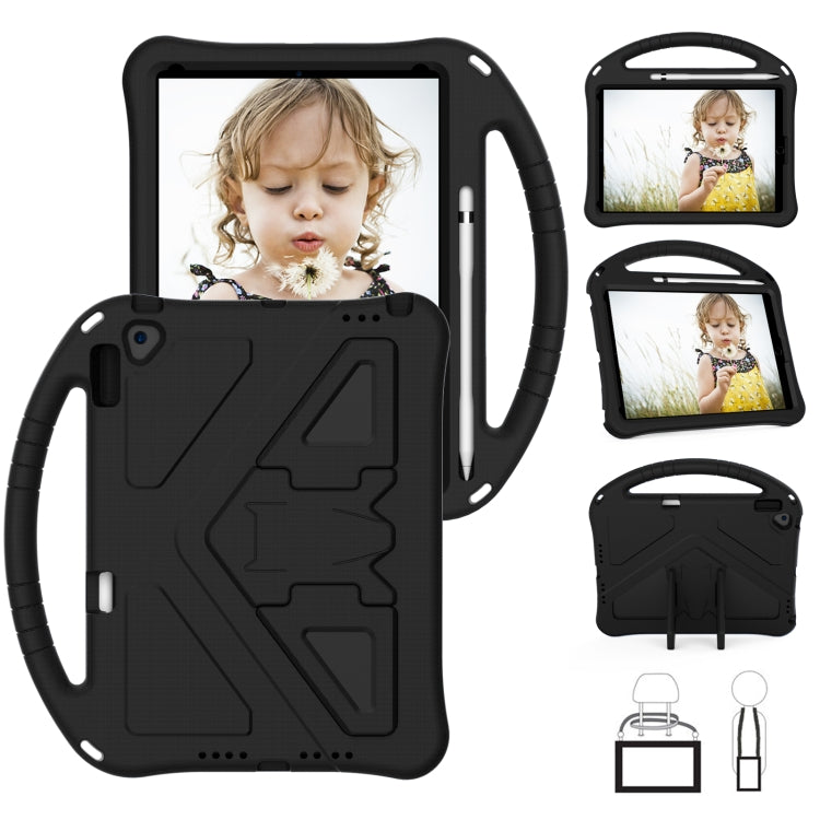 For iPad 10.2 2021 / 2020 / 2019 EVA Flat Anti Falling Protective Case Shell with Holder(Black)