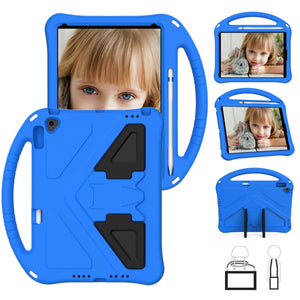For iPad 10.2 2021 / 2020 / 2019 EVA Flat Anti Falling Protective Case Shell with Holder(Blue)