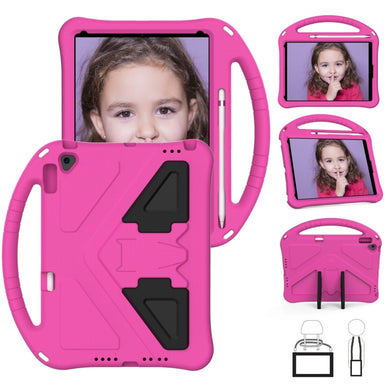 For iPad 10.2 2021 / 2020 / 2019 EVA Flat Anti Falling Protective Case Shell with Holder(RoseRed)