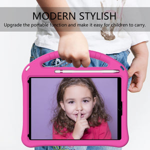 For iPad 10.2 2021 / 2020 / 2019 EVA Flat Anti Falling Protective Case Shell with Holder(RoseRed)