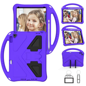 For iPad 10.2 2021 / 2020 / 2019 EVA Flat Anti Falling Protective Case Shell with Holder(Purple)