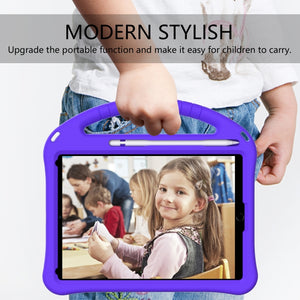 For iPad 10.2 2021 / 2020 / 2019 EVA Flat Anti Falling Protective Case Shell with Holder(Purple)