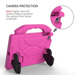 For iPad mini 6 EVA Material Children Flat Anti Falling Cover Protective Shell with Thumb Bracket(Rose Red)