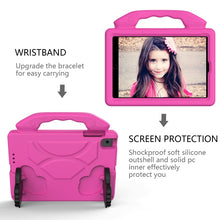 For iPad mini 6 EVA Material Children Flat Anti Falling Cover Protective Shell with Thumb Bracket(Rose Red)