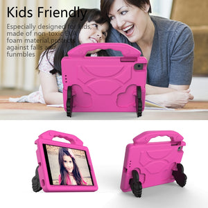 For iPad mini 6 EVA Material Children Flat Anti Falling Cover Protective Shell with Thumb Bracket(Rose Red)