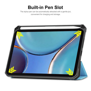 For iPad mini 6 ENKAY Custer Texture Horizontal Flip PU+TPU Leather Tablet Case with Three-folding Holder & Sleep / Wake-up Function & Pen Holder(Dark Green)