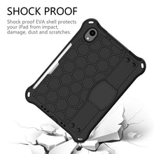 For iPad mini 6 Honeycomb Design EVA + PC Material Four Corner Anti Falling Flat Protective Shell With Strap(Black+Black)