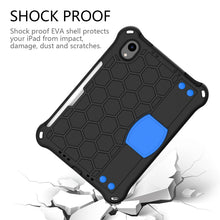 For iPad mini 6 Honeycomb Design EVA + PC Material Four Corner Anti Falling Flat Protective Shell With Strap(Black+Blue)