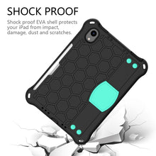 For iPad mini 6 Honeycomb Design EVA + PC Material Four Corner Anti Falling Flat Protective Shell With Strap(Black+Aqua)