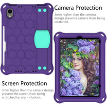 For iPad mini 6 Honeycomb Design EVA + PC Material Four Corner Anti Falling Flat Protective Shell With Strap(Purple+Aqua)