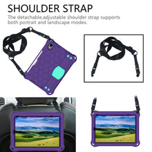 For iPad mini 6 Honeycomb Design EVA + PC Material Four Corner Anti Falling Flat Protective Shell With Strap(Purple+Aqua)