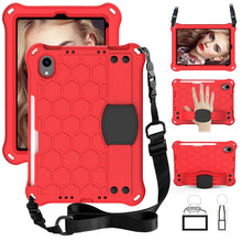 For iPad mini 6 Honeycomb Design EVA + PC Material Four Corner Anti Falling Flat Protective Shell With Strap(Red+Black)