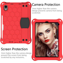 For iPad mini 6 Honeycomb Design EVA + PC Material Four Corner Anti Falling Flat Protective Shell With Strap(Red+Black)