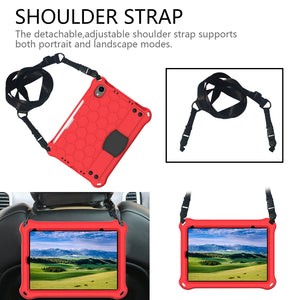 For iPad mini 6 Honeycomb Design EVA + PC Material Four Corner Anti Falling Flat Protective Shell With Strap(Red+Black)