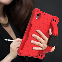 For iPad mini 6 Honeycomb Design EVA + PC Material Four Corner Anti Falling Flat Protective Shell With Strap(Red+Black)