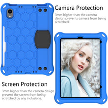 For iPad mini 6 Honeycomb Design EVA + PC Material Four Corner Anti Falling Flat Protective Shell With Strap(Blue+Black)