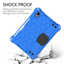 For iPad mini 6 Honeycomb Design EVA + PC Material Four Corner Anti Falling Flat Protective Shell With Strap(Blue+Black)