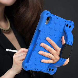 For iPad mini 6 Honeycomb Design EVA + PC Material Four Corner Anti Falling Flat Protective Shell With Strap(Blue+Black)