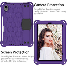 For iPad mini 6 Honeycomb Design EVA + PC Material Four Corner Anti Falling Flat Protective Shell With Strap(Purple+Black)