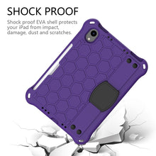 For iPad mini 6 Honeycomb Design EVA + PC Material Four Corner Anti Falling Flat Protective Shell With Strap(Purple+Black)