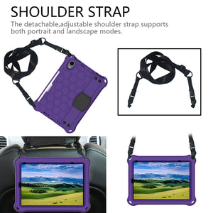 For iPad mini 6 Honeycomb Design EVA + PC Material Four Corner Anti Falling Flat Protective Shell With Strap(Purple+Black)