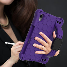 For iPad mini 6 Honeycomb Design EVA + PC Material Four Corner Anti Falling Flat Protective Shell With Strap(Purple+Black)