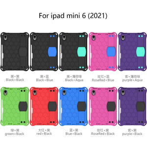 For iPad mini 6 Honeycomb Design EVA + PC Material Four Corner Anti Falling Flat Protective Shell With Strap(Purple+Black)