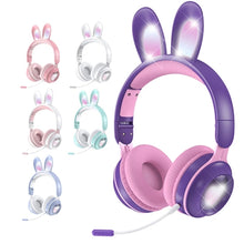 KE-01 Rabbit Ear Wireless Bluetooth 5.0 Stereo Music Foldable Headset with Mic For PC(Pink)