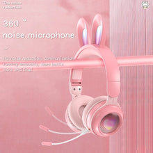 KE-01 Rabbit Ear Wireless Bluetooth 5.0 Stereo Music Foldable Headset with Mic For PC(Pink)