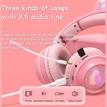 KE-01 Rabbit Ear Wireless Bluetooth 5.0 Stereo Music Foldable Headset with Mic For PC(Pink)