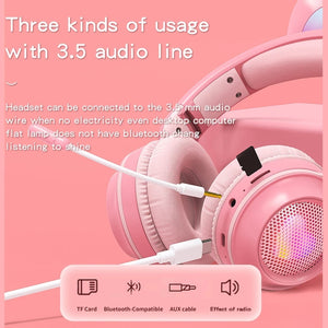 KE-01 Rabbit Ear Wireless Bluetooth 5.0 Stereo Music Foldable Headset with Mic For PC(Taro Purple)