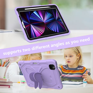 Pure Color PC + Silicone Anti-drop Tablet Tablet Case with Butterfly Holder & Pen Slot For iPad Pro 11 2018 & 2020 & 2021 & Air 2020 10.9(Raro Purple)
