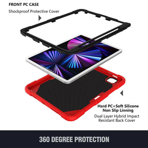 Pure Color PC + Silicone Anti-drop Tablet Tablet Case with Butterfly Holder & Pen Slot For iPad Pro 11 2018 & 2020 & 2021 & Air 2020 10.9(Red)