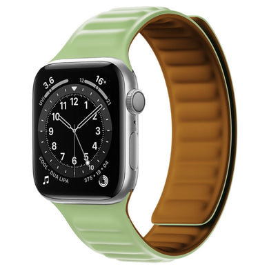 Silicone Magnetic Strap Watch Band For Apple Watch Series 8&7 41mm / SE 2&6&SE&5&4 40mm / 3&2&1 38mm(Grass Green)