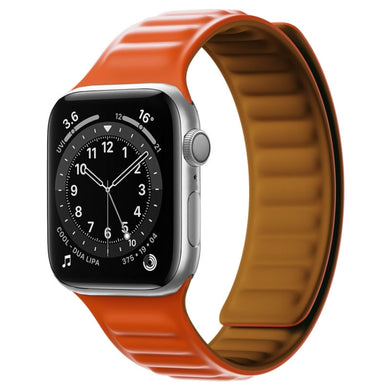 Silicone Magnetic Strap Watch Band For Apple Watch Series 8&7 41mm / SE 2&6&SE&5&4 40mm / 3&2&1 38mm(Orange Red)