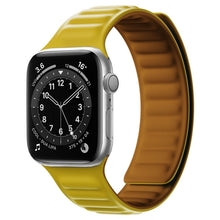 Silicone Magnetic Strap Watch Band For Apple Watch Ultra 49mm / Series 8&7 45mm / SE 2&6&SE&5&4 44mm / 3&2&1 42mm(Yellow)