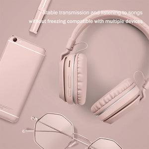 P2 Foldable Stereo Bluetooth Wireless Headset Built-in Mic for PC / Cell Phones(Pink)