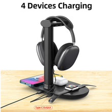 B-15A 4 in 1 Headset Holder Wireless Charger for Smart Phone & iWatch & Airpods