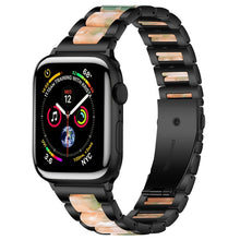 Metal + Resin Watch Band For Apple Watch Series 8&7 41mm / SE 2&6&SE&5&4 40mm / 3&2&1 38mm(Black Pink)