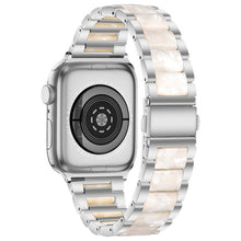 Metal + Resin Watch Band For Apple Watch Series 8&7 41mm / SE 2&6&SE&5&4 40mm / 3&2&1 38mm(Silver White)