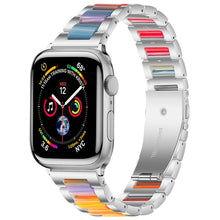 Metal + Resin Watch Band For Apple Watch Series 8&7 41mm / SE 2&6&SE&5&4 40mm / 3&2&1 38mm(Silver Color)