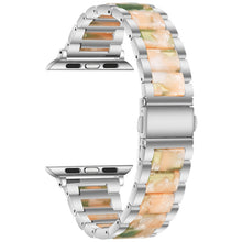 Metal + Resin Watch Band For Apple Watch Series 8&7 41mm / SE 2&6&SE&5&4 40mm / 3&2&1 38mm(Silver Pink)