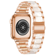 Metal + Resin Watch Band For Apple Watch Series 8&7 41mm / SE 2&6&SE&5&4 40mm / 3&2&1 38mm(Rose Gold White)
