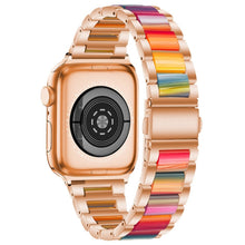 Metal + Resin Watch Band For Apple Watch Series 8&7 41mm / SE 2&6&SE&5&4 40mm / 3&2&1 38mm(Rose Gold Color)