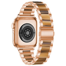 Metal + Resin Watch Band For Apple Watch Series 8&7 41mm / SE 2&6&SE&5&4 40mm / 3&2&1 38mm(Rose Gold Brown)