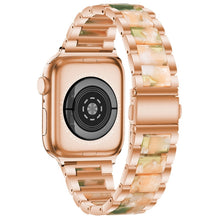 Metal + Resin Watch Band For Apple Watch Series 8&7 41mm / SE 2&6&SE&5&4 40mm / 3&2&1 38mm(Rose Gold Pink)