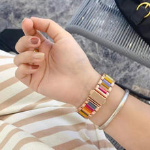 Metal + Resin Watch Band For Apple Watch Series 8&7 41mm / SE 2&6&SE&5&4 40mm / 3&2&1 38mm(Black Pink)